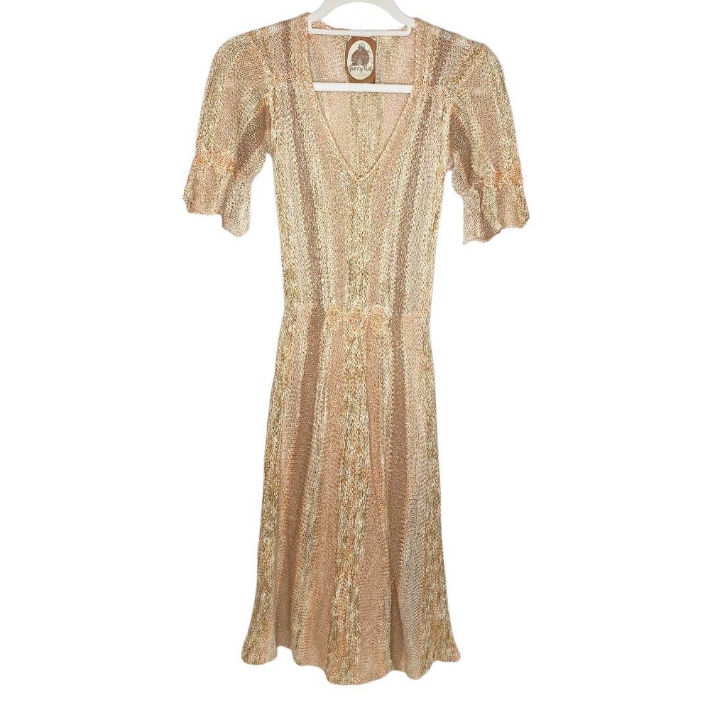 Vintage Granny Purl Knit Maxi Dress Small